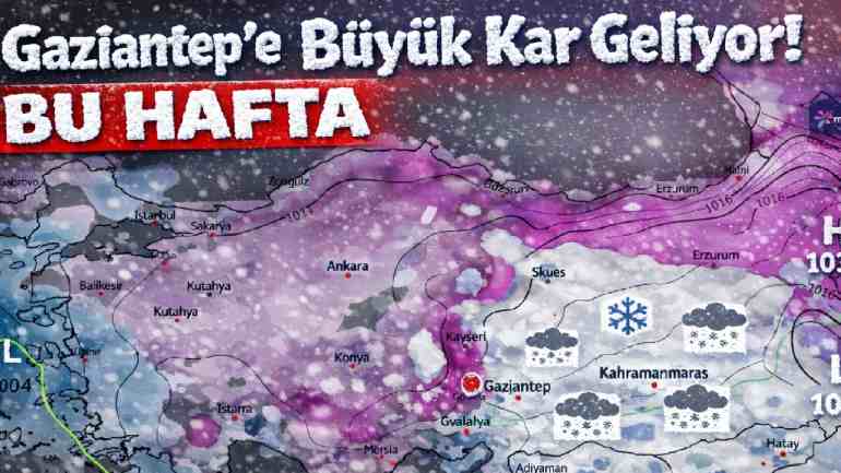 Gaziantep’te Kış Şartları Sertleşiyor, Kar Geliyor!