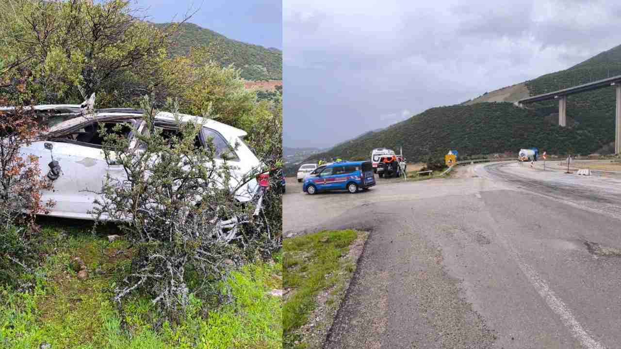 Nurdağı’nda Takla Atan Araç Uçuruma Yuvarlandı