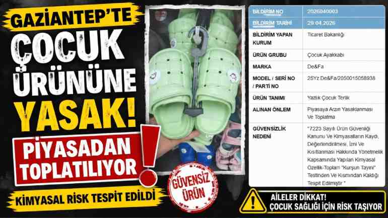 Gaziantep’te Çocuk Terliği Piyasadan Toplatıldı!