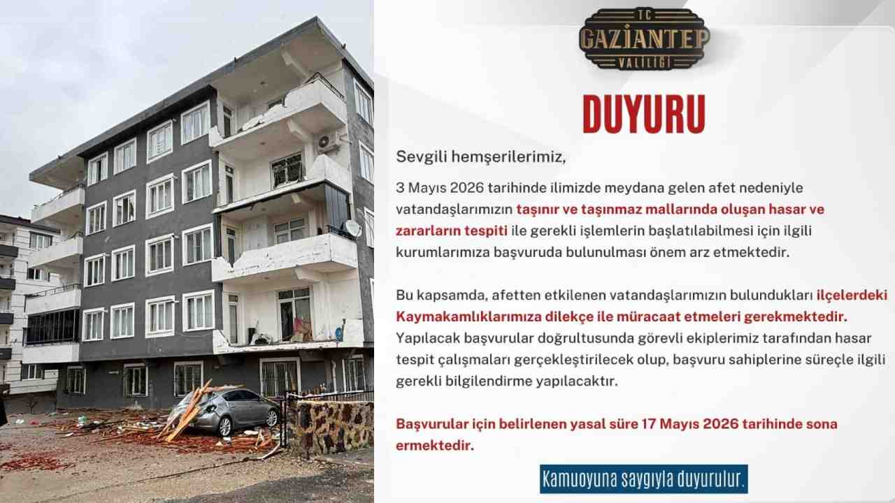 Gaziantep’te Fırtına Sonrası Başvuru Süreci Başladı!