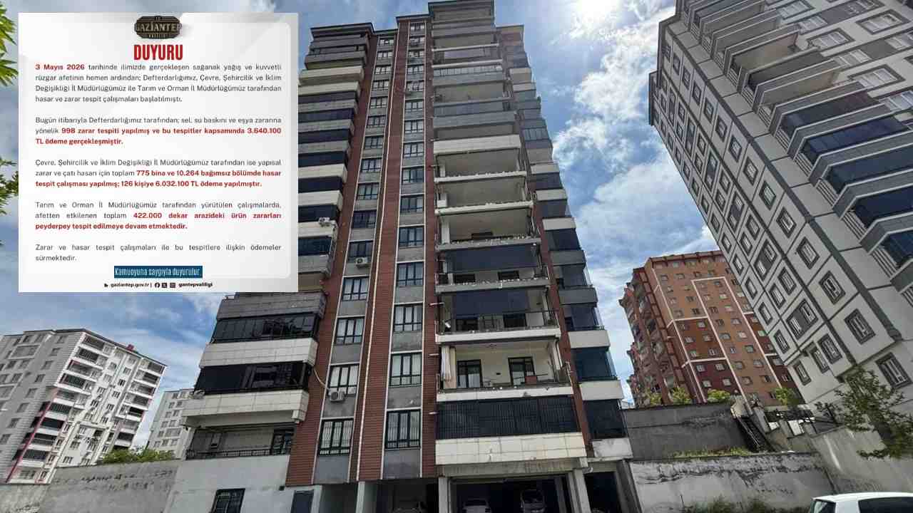 Gaziantep’te Sel ve Rüzgar Zararları Tespit Ediliyor