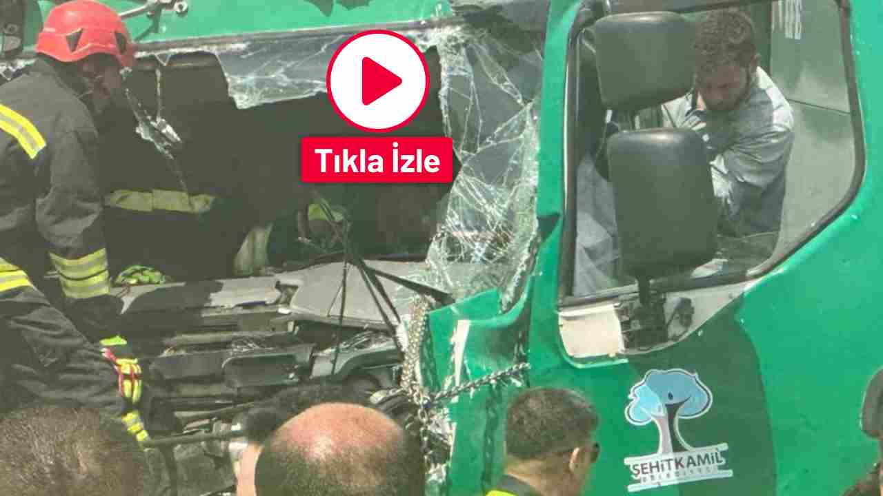 Şahinbey’de çöp kamyonu tıra çarptı, sürücü yaralı!