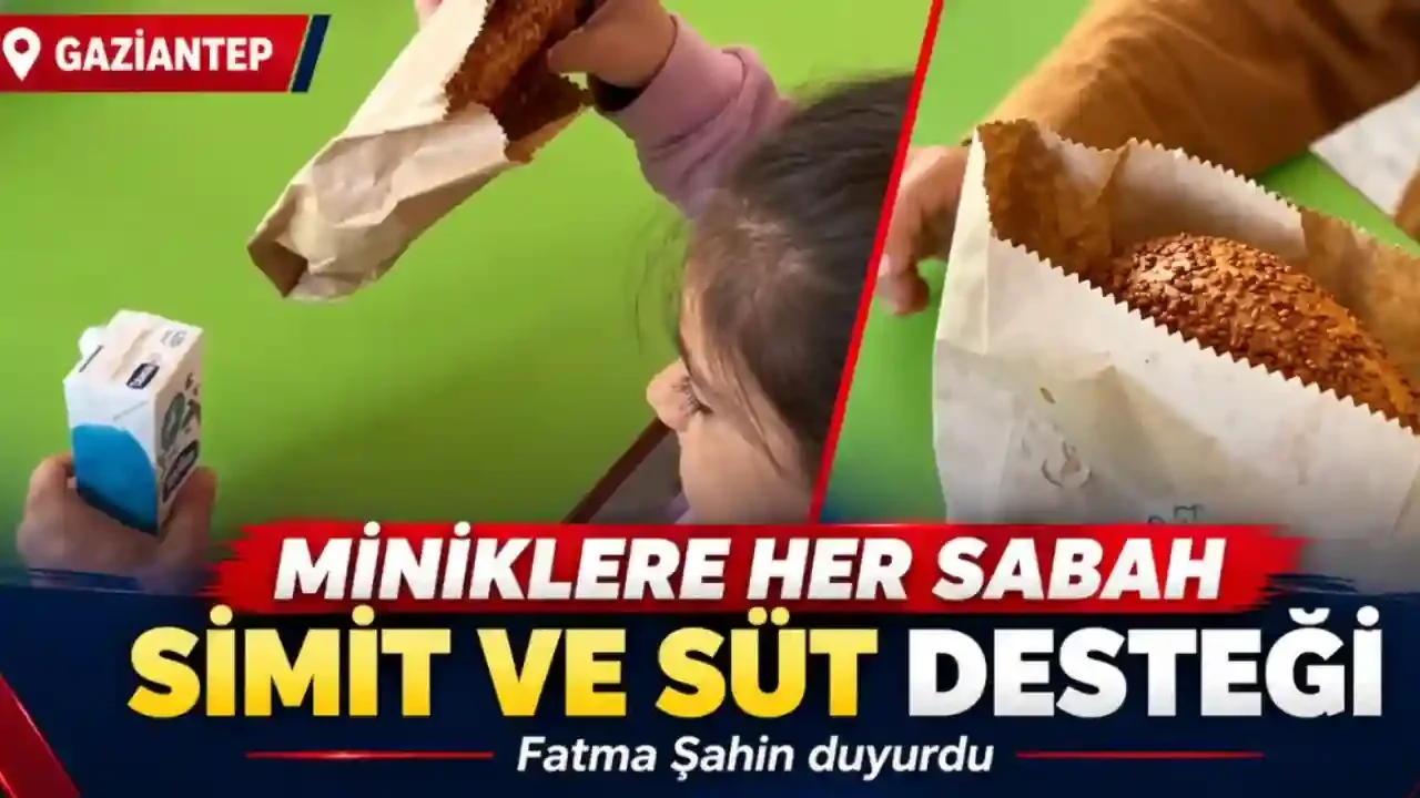 Gaziantep’te miniklere her sabah simit ve süt
